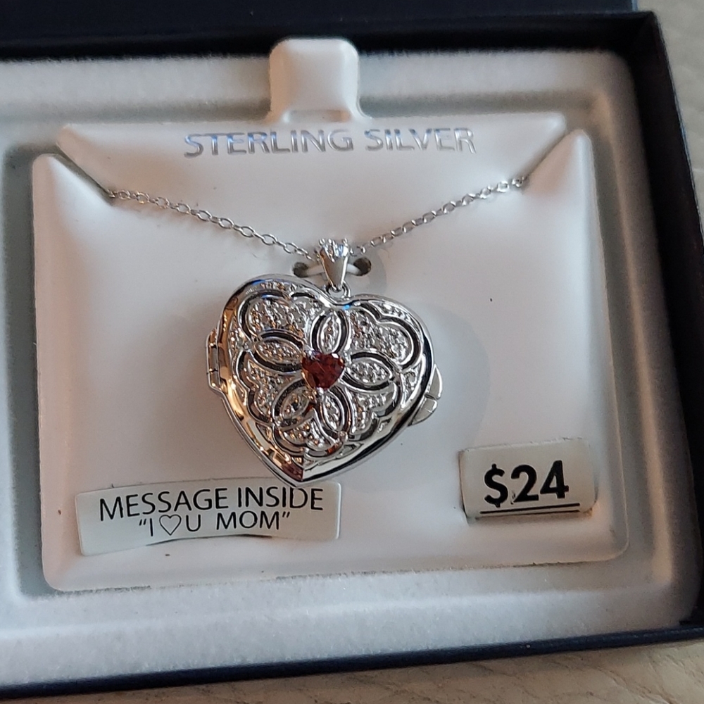 Silver Locket with Ruby